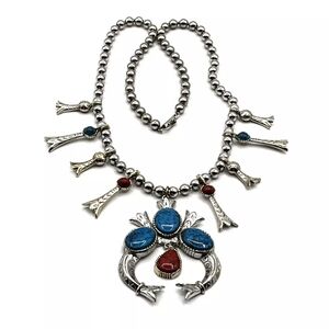 Vtg ART Arthur Pepper Squash Blossom Silver Tone Southwestern Necklace